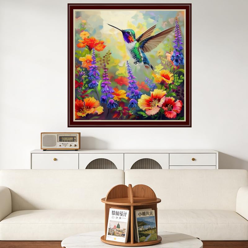 Findvoor Counted Cross Stitch Kits for Adults Full Range of Cross Stitching Embroidery Unprinted Pattern for Beginners, 11CT Needlepoint Cross-Stitch Patterns Embroidery Kits-Hummingbird 18×18 inch - color: ColourSet09
