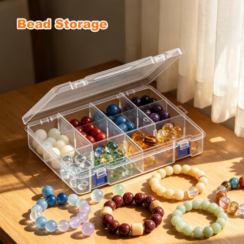 2 Pack 10 Grids Clear Organizer Box with Dividers, 11.7 x 7.9 x 2.4 in - color: 2 Pack, size: Large 10 Grids(11.7 x 7.9 x 2.4 inch)