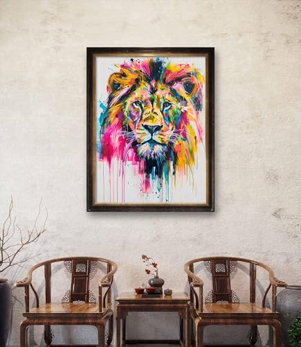 Leczany Cross Stitch Stamped 11CT 3 Strands Kits for Adults Beginners Patterns Craft Kit Needlepoint Full Range of Embroidery Kits DIY Starter | Rainbow Lion 15.8×20.9 inches - color: 11CT Stamped kits, Rainbow Lion 15.8×20.9 inches