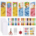 ORIGACH 6 Set Sleepy Animal Friends Cross Stitch Bookmark Kit for Beginner - style: Sleepy Friends
