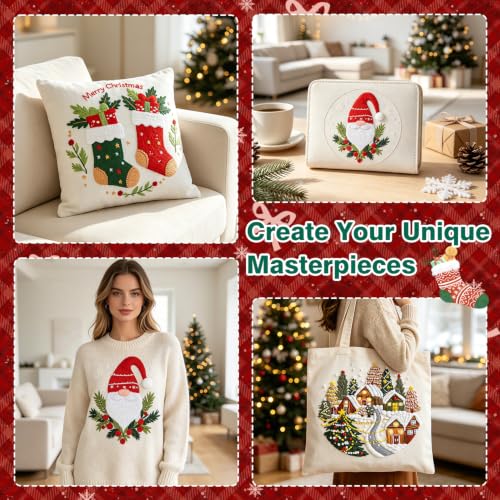 Christmas Embroidery Kit, 3 Pack Christmas Cross Stitch Kits for Adult - color: Christmas