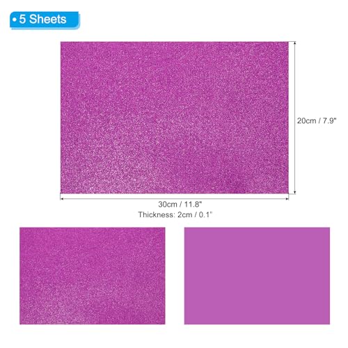 PATIKIL Purple Shiny EVA Glitter Foam Sheet 11.8 x 7.9 Inch 2mm Thick Sparkle EVA Glitter Felt for Crafts DIY Project, 5 Pcs - color: Purple