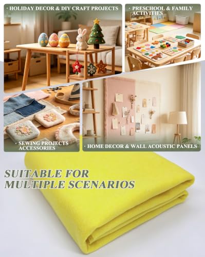Lemon Yellow Felt Fabric 36" X 36" 1.6mm Thick Soft Square Felt Sheet - color: Lemon Yellow