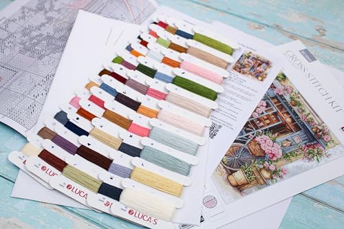 Luca-S Cross Stitch Kit Flowers Shop, BU5044, Counted Cross Stitch Kit for Adults, Needlecraft and Embroidery Kit