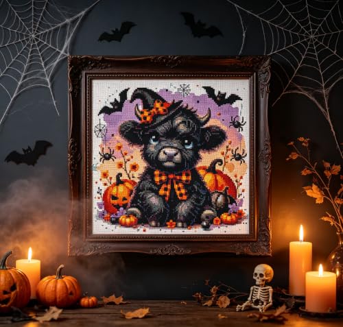 Eterkosu Halloween Cow Stamped Cross Stitch Embroidery Kits Arts and Crafts - color: J196-01