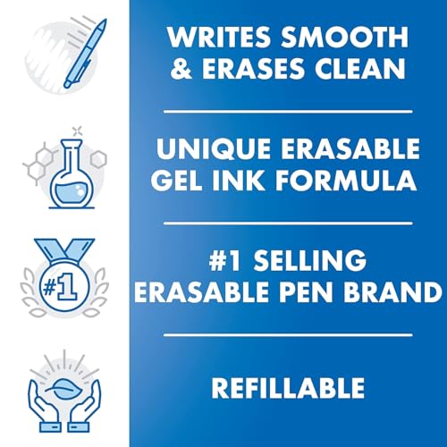 PILOT FriXion Clicker Erasable Gel Ink Pens, Fine Point 0.7mm, Black, 12Pk