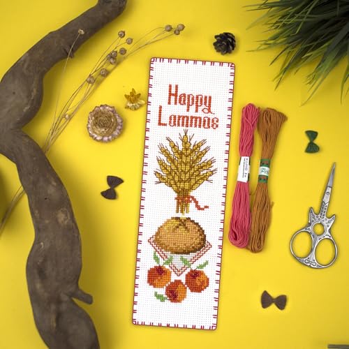 Povitrulya Counted Cross Stitch Kit “Lammas/Lughnasadh“ – DIY Bookmark Embroidery Set for Adults & Beginners, First Harvest Pagan Celtic Rustic Seasonal Autumn Gift - color: Lammas/Lughnasadh