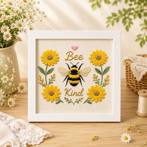 ARTopet 2Pcs Embroidery Kit for Adults Beginners Flower DIY Craft Starter Set Cotton Needlepoint Set with 7.87In Hoop Threads Tools Perfect Gifts for Hobbyists to Create Wall Art-03 - color: 2Pcs-03