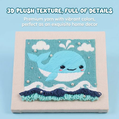 Embroidery Punch Needle kit Frame, Embroidery Starter Kits for Beginner,Punch Needle Fabric with Pattern,Threader, Yarns,Embroidery Hoops & Rug Punch(Light Blue) - color: Light blue