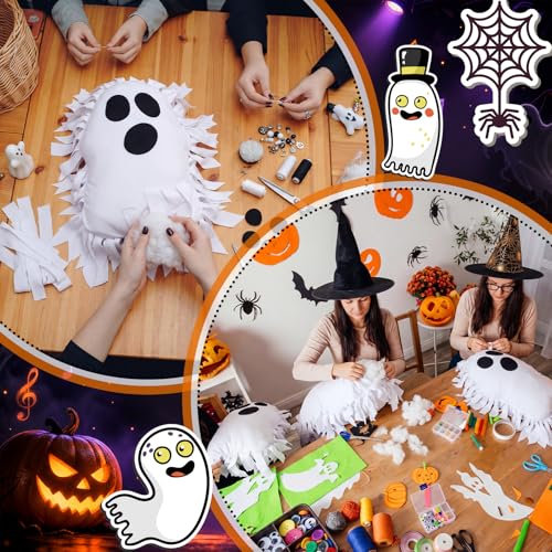 Weysat 6 Sets Halloween Ghost Tied Pillow Craft Kit, No Sew Pillows - style: Ghost