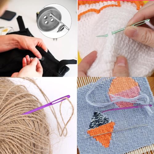 10Pcs Yarn Darning Tapestry Needle,Blunt Yarn Needles,Large Big Eye Weaving Needle for Tapestry,Bent Tip Embroidery,Weaving,Sewing Wool,Darning,Knitting Crochet Accessories with Aluminum Storage