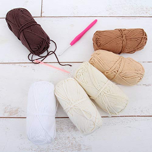 ThreadArt Cotton Crochet Yarn Set #4, 6 Pack 50g 85yd, Neutral Colors - color: NUETRALS