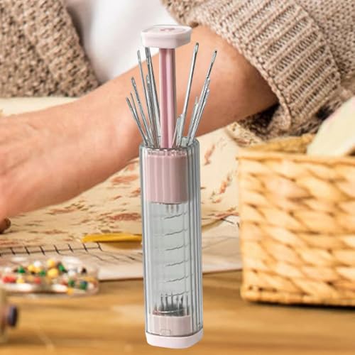 1 Set Pop-up Magnetic Sewing Needle Storage Boxes Portable Embroidery Needle Case DIY Handicrafts Sewing Tool Accessories (Pink) - color: Pink