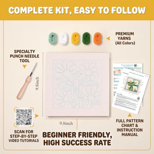 Harimau Embroidery Punch Needle kit Decorative Painting, Embroidery Starter Kits for Beginner,Punch Needle Fabric with Pattern,Threader, Yarns,Embroidery Hoops & Rug Punch(Green) - color: Green