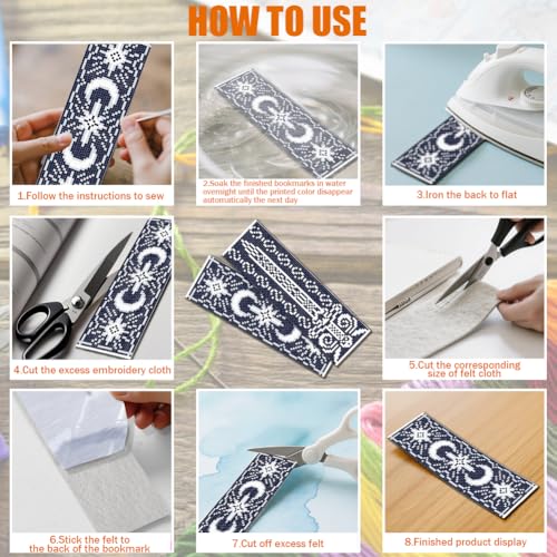 FREEBLOSS 6 Set 11CT Cross Stitch Bookmarks Kit Dragon Elements Stamped Cross Stitch Kit DIY Embroidery Bookmark Set with Instruction for Adults Beginners 20x6cm/8x2.4inch - style: Fantasy