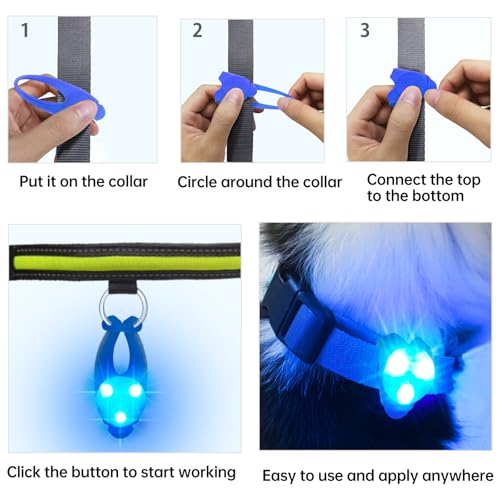LaRoo LED Dog Collar Light - Waterproof Clip-On 3 Modes, High Visibility for Night Walking/Camping, Pet Safety Light for Small/Medium/Large Dogs (Blue) - color: Blue-A