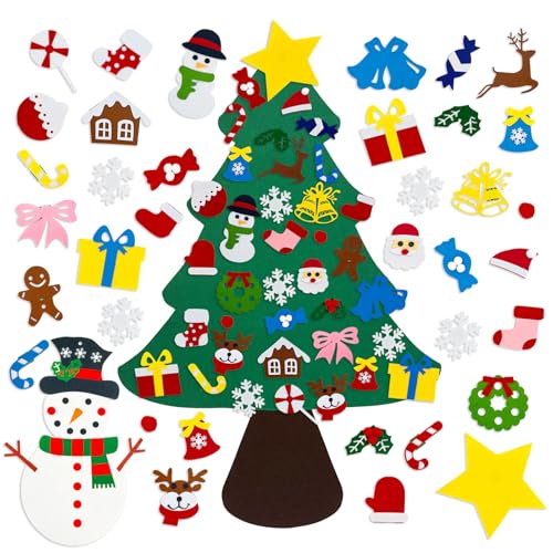 3.2 Feet DIY Felt Christmas Tree with 38PCS Ornaments Hanging Craft Decorations