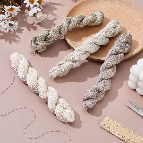 FREEBLOSS 4 Pcs Sashiko Thread Skein 100M * 4 Khaki Colors - color: Beige Theme