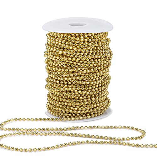 4mm Crafts Faux Pearl Beads Garland Pearl Bead Roll Strand of Pearls to Decorate Floral Centerpieces Wedding Party Favor Christmas Tree(131 Feet Gold) - color: Gold, size: 4 mm
