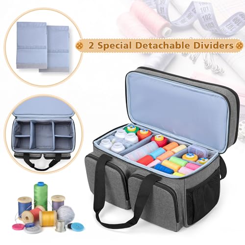 BAFASO Large Sewing Organizer Bag with an Individual Pouch, Gray - color: Gray