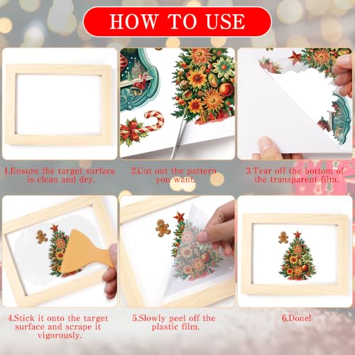 Christmas Rub on Transfers for Crafts, Classic Transfer Furniture Decals - style: Retro Christmas