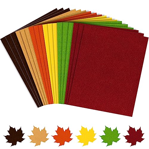 Whaline 18Pcs Fall Felt Fabric Sheets 6 Colors Soft Thick Assorted Fall Colors Craft Felt Pack for Autumn Thanksgiving Halloween DIY Craft Sewing Patchwork Art Projects, 7.9 x 11.8 Inch - color: Fall