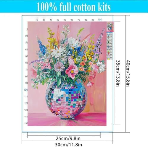 Lzyueyuan Flowers Stamped Cross Stitch Kits for Adults Beginner, Disco Ball Cross Stitch Ornament Kits Counted Embroidery Needlepoint Kits Home Decor 11.8X15.7inch - color: Cross Stitch-1029-5