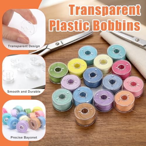 72 Pcs Pre-Wound Bobbins Sewing Thread 72 Colors (Pastel) - color: Pastel