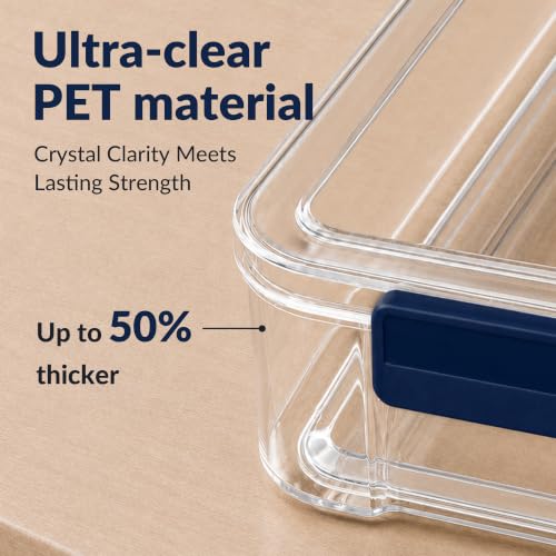 CATOOMUU 2-Pack 9x13 Clear Plastic Project Case Stackable Storage Box - color: Large-Blue