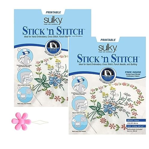Stick N Stitch Water Soluble Stabilizer for Embroidery Twelve Sheets of 8-1/2 x 11 (Pack of 2)- Garizze Embroidery Paper- Embroidery Patterns Transfers- Wash Away Stabilizer for Embroidery in GARIZZE
