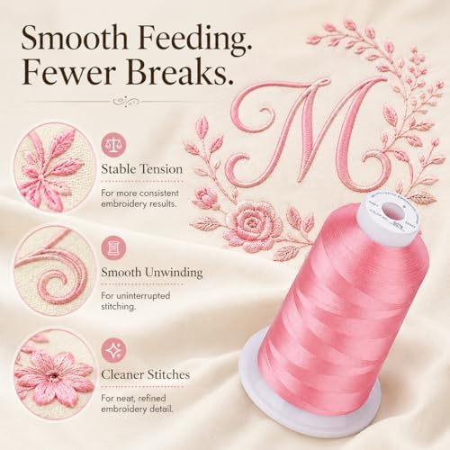 Simthread 5500Yds/5000M 40WT Polyester Embroidery Thread Dusty Pink S076 - color: Dusty Pink S076