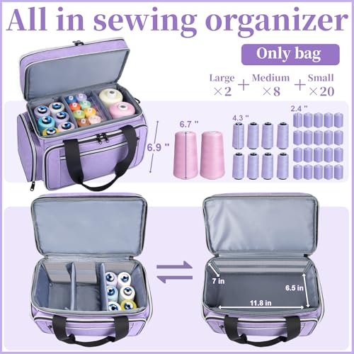 Anitor Sewing Supplies Organizer, Double Layer Sewing Storage Organizer - color: PalePurple, size: Medium