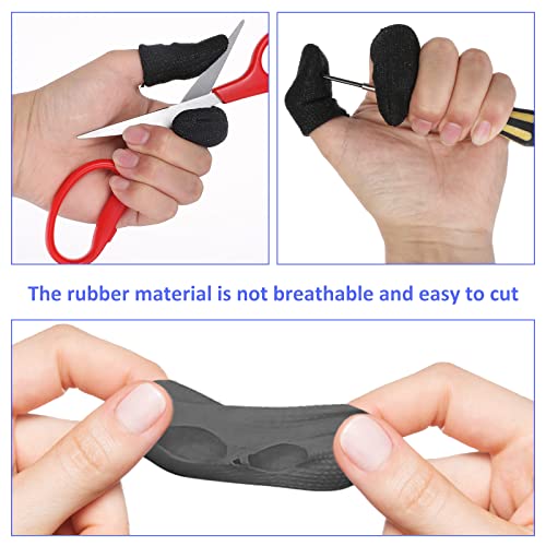 TIESOME 12 PCS Finger Cots Cut Resistant Protector, Finger Covers for Cuts Reusable Gloves Life Extender Anti-Slip Cut Resistant Finger Protectors for Kitchen Work Sculpture Supplies (Black)