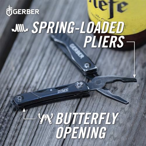 Gerber Dime 12-in-1 Mini Multitool Pliers, Pocket Knife,Bottle Opener,Black - color: Black