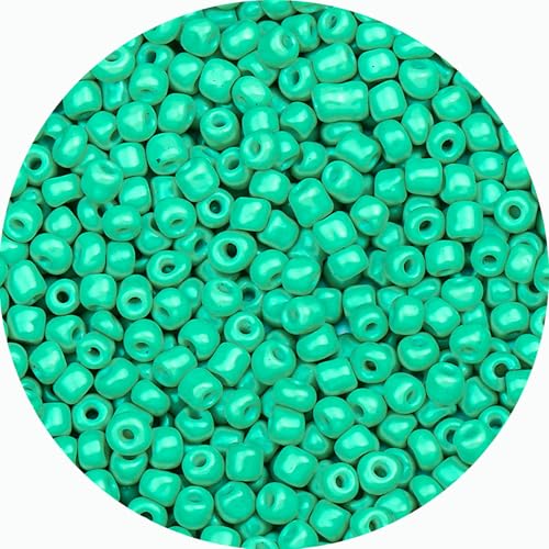 Legefo 4mm Glass Seed Beads Bulk, Light Green 6/0 Small Mini Pony Seed Beads, Tiny Round Craft Bead for Bracelet Necklace Wrist Jewelry Making Beading Weaving DIY Crafts Supplies, 1000pcs - color: Light Green