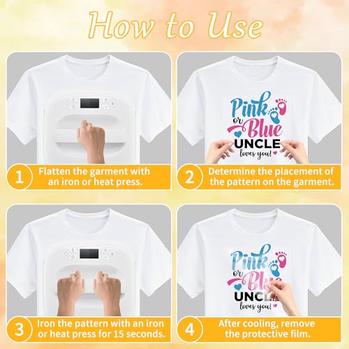 16 Sheets Gender Reveal Iron on Transfers for T-Shirts - style: Pink or Blue