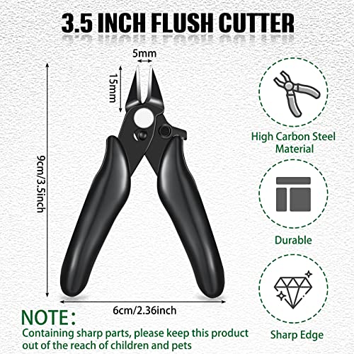 3 Packs 3. 5 Inch Wire Cutters Mini Soft Wire Snips Nippers Micro Cutter with Lock Flush Diagonal Cutting Pliers Small Flush Cut Pliers Jewelers Tools for Electronic(Black) - color: Black