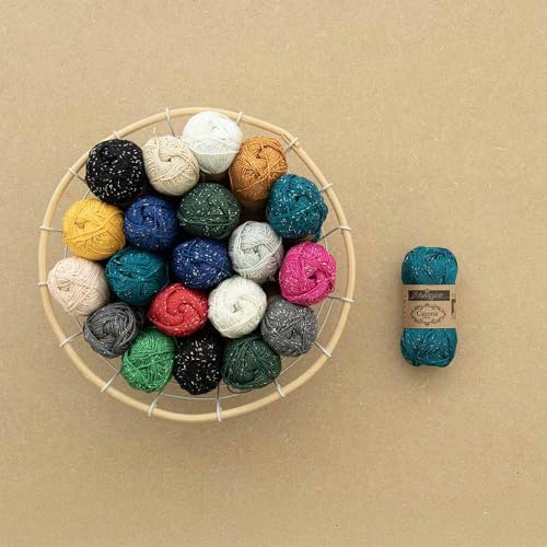Scheepjes Catona Shine Metallic Cotton Yarn, 50g, Shell Gold 255-G, 1 Pack - color: 255-G Shell - Gold