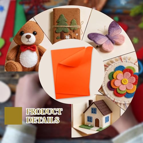 12 Pcs Felt Sheets, 7x11 Inch Stiff Felt for Crafts DIY, Orange - color: Orange