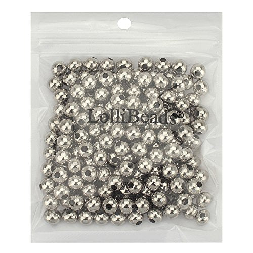 (R) Platinum Smooth Round Metal Beads 8 mm 200 Pcs - color: Platium 200 Pcs 8mm