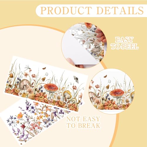 8 Pcs Boho Floral Rub-On Transfers for Furniture & Crafts - style: Boho Floral