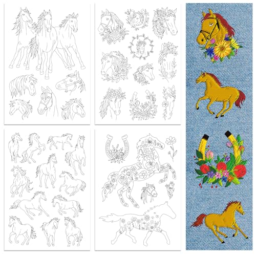 Peacoblue Horse Stick and Stitch Embroidery Patterns, Water Soluble - color: Horse