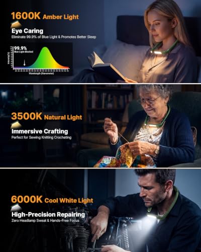 Bendable Neck Light with Storage Case, Dimmable Reading Light - color: Green Light with Storage Case