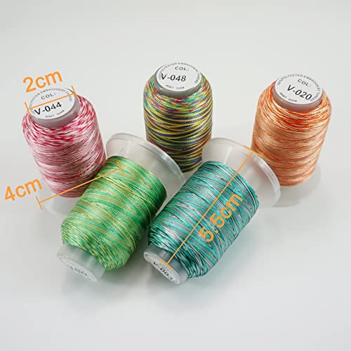New brothread 50 Colors Variegated Polyester Embroidery Machine Thread Kit - color: 50Colors×500M
