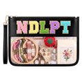 Klyyo Clyro Needlepoint Project Bag Clear Embroidery Sewing Bag Sewing Craft Organizer Storage Chenille Letter Zipper Pouch for Quilting Embroidery Knitting Stitching Cross Stitch Crochet(Black) - color: Black