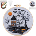 Halloween Embroidery Kits for Beginners, DIY Embroidery Kits for Adults - color: Black Haunted House