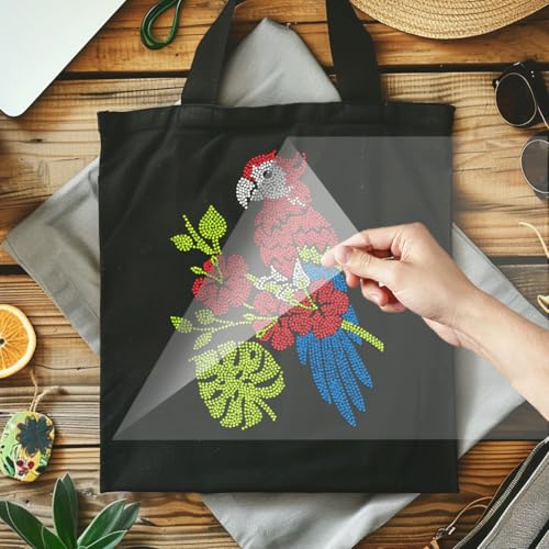 1 Pc Parrot Pattern Iron on Hotfix Transfer Decal, Bling DIY Patch Clothing Repair Applique T-Shirt Vest Shoes Hat Jacket Decor Clothing DIY Accessories - color: Parrot on Branch