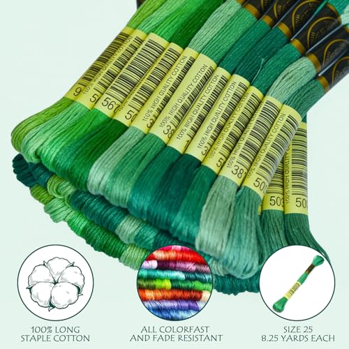 Blue Green Gradient Color Embroidery Floss - Cross Stitch Threads - Friendship Bracelets Floss - Crafts Floss - 14 Skeins Per Pack Embroidery Floss - color: Blue Green Gradient