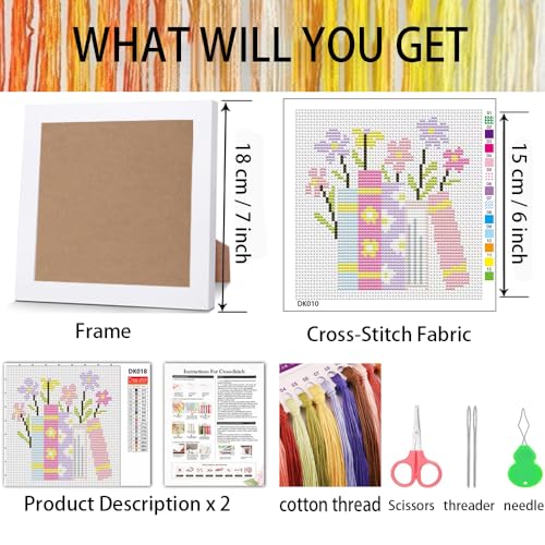 Book Flower Stamped Cross Stitch Kits for Adults Beginners with Frame - color: Book Flowers Cross Stitch with Frame