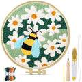 TINDTOP Punch Needle Kits, DIY Punch Embroidery Kits for Adults Beginner, Tool with Punch Needle Fabric, Hoops, Yarns and Sewing Needles (Set D) - color: Set D